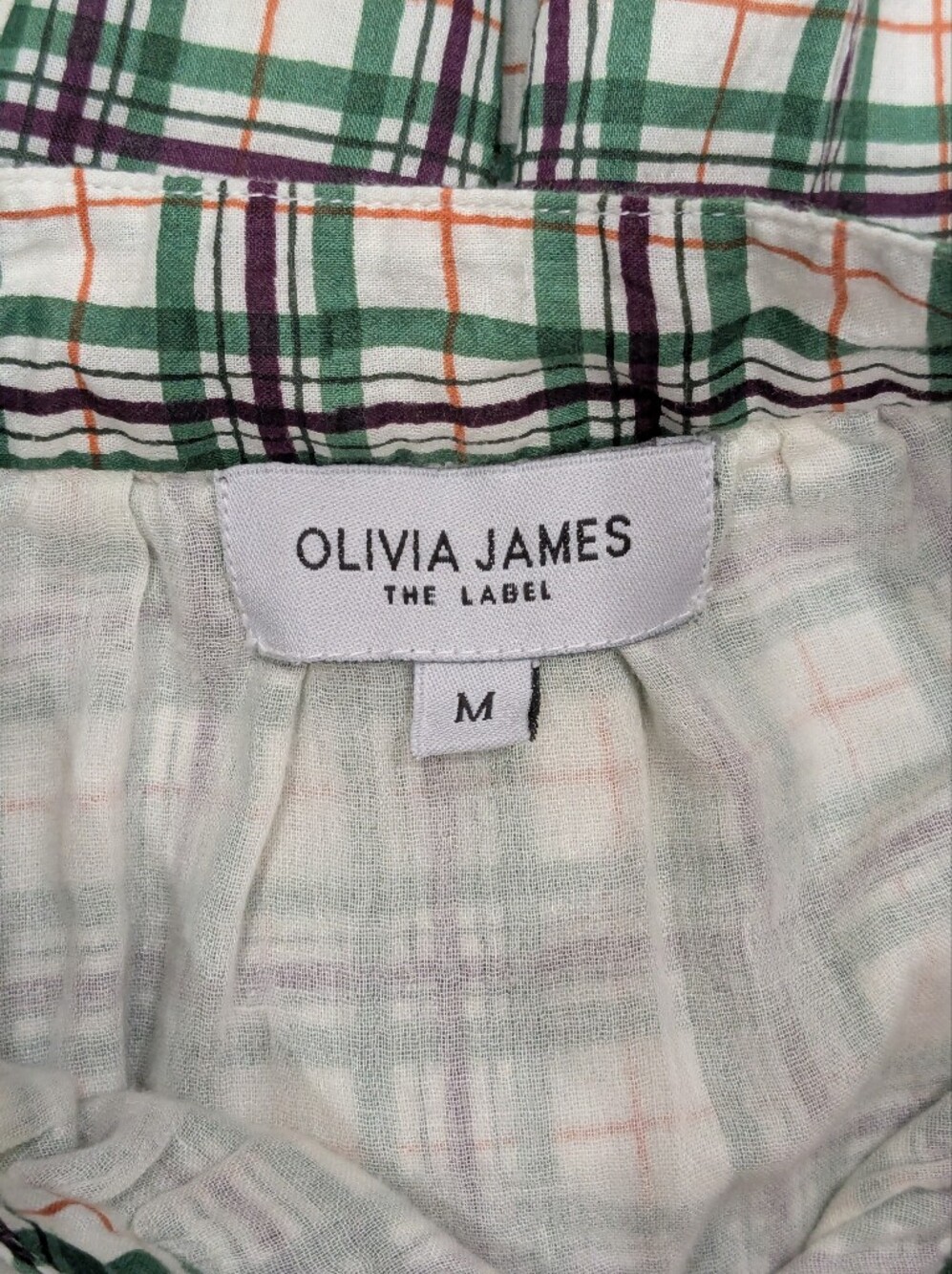 Olivia James The Label Harper Dress Cotton Evergreen Plaid Midi Maxi Size M - Picture 4 of 5